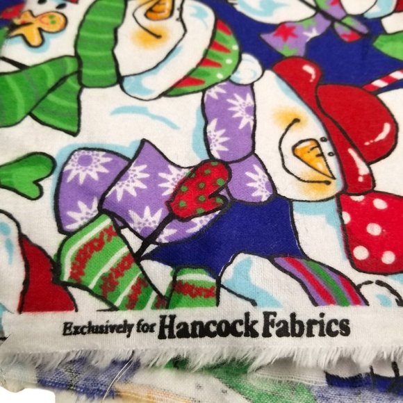 Snowmen Friends Christmas Cotton Fabric Remnants Hancock Fabrics Sewing Crafting - Picture 7 of 12
